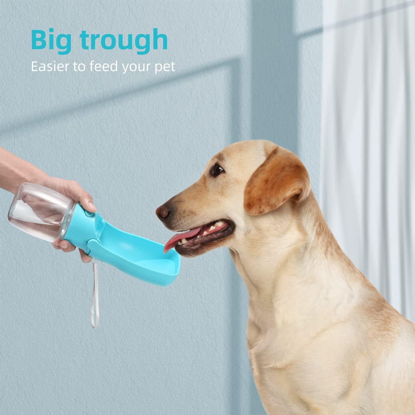 compact dog hydration bottle with integrated drinking trough for easy sipping