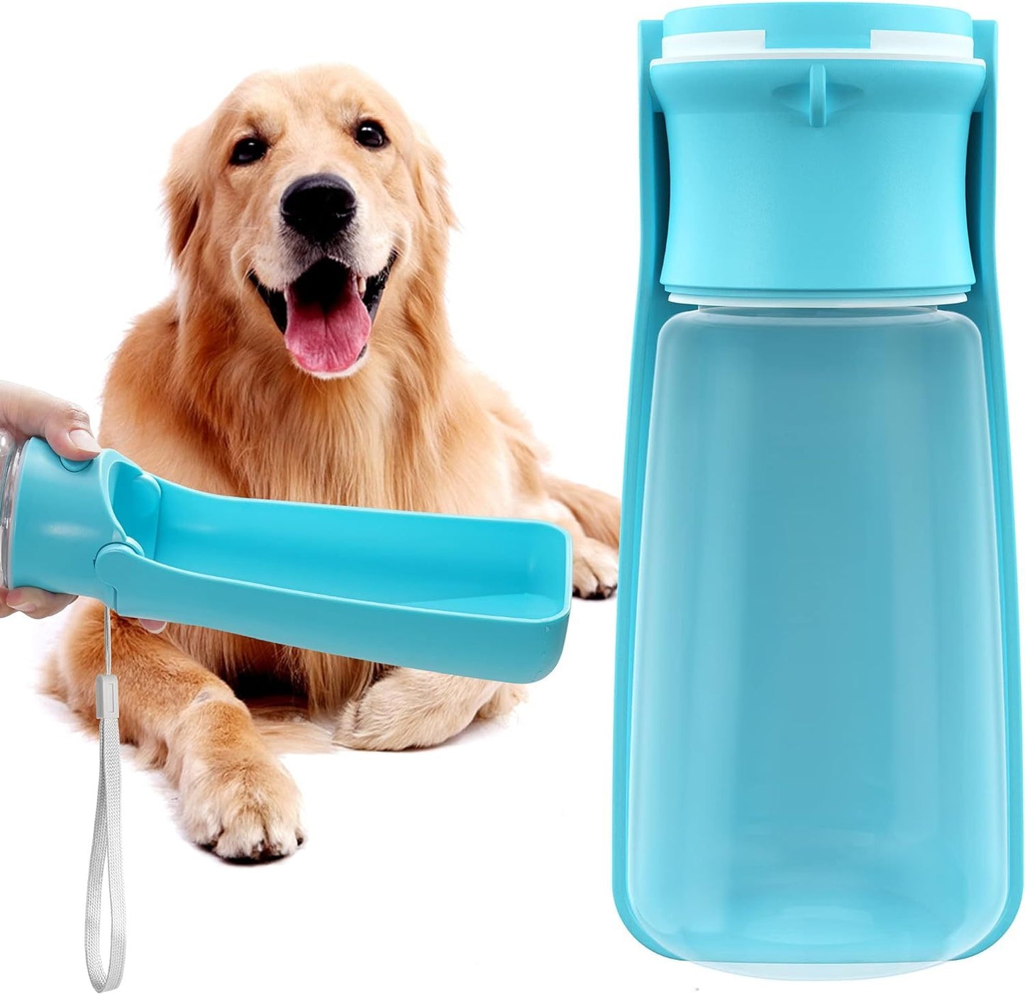compact dog hydration bottle with integrated drinking trough for easy sipping