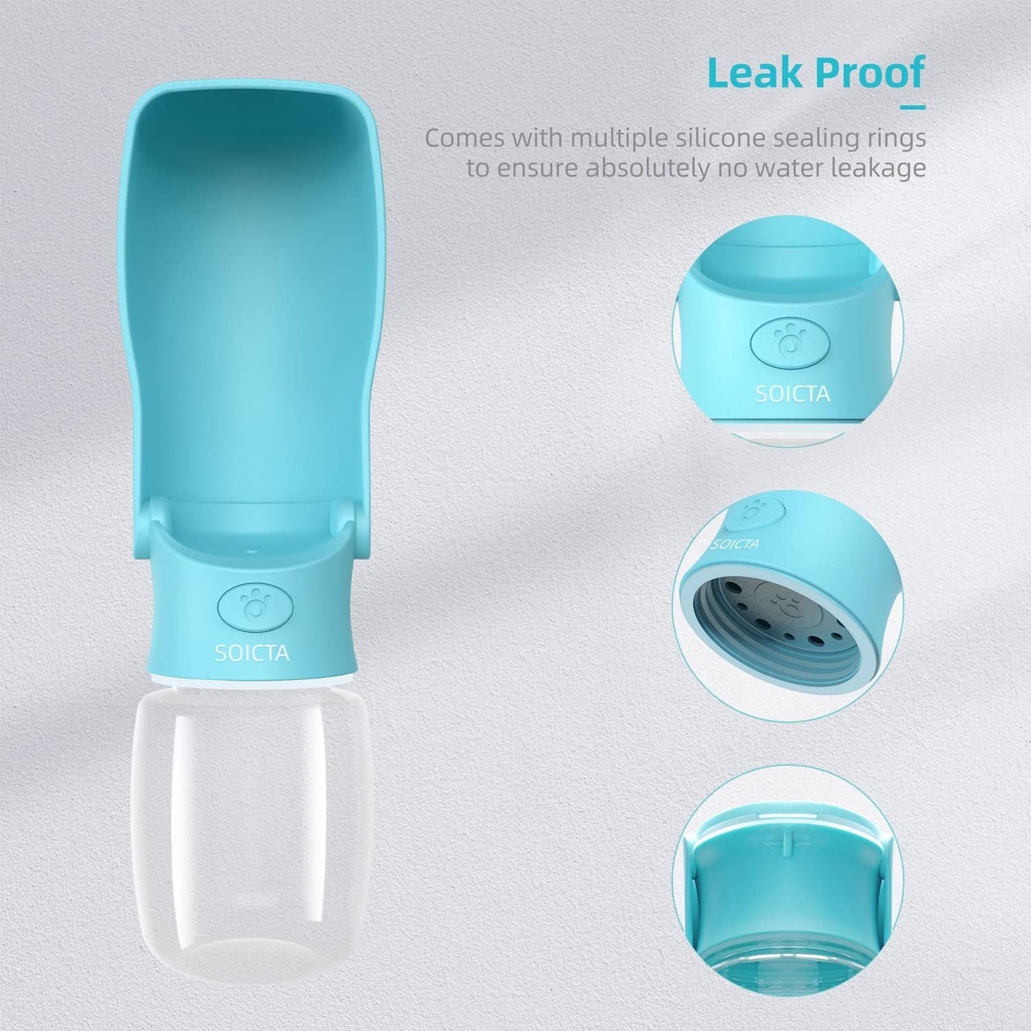 compact dog hydration bottle with integrated drinking trough for easy sipping