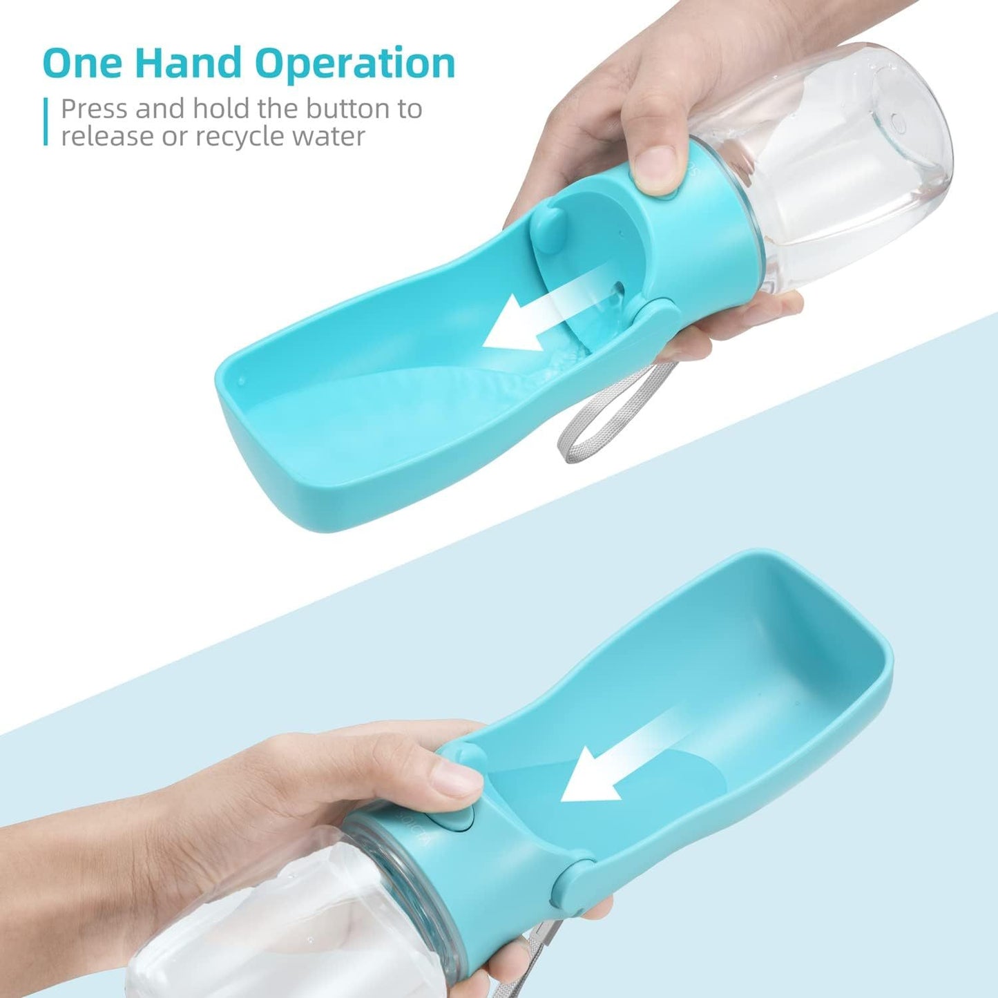 compact dog hydration bottle with integrated drinking trough for easy sipping