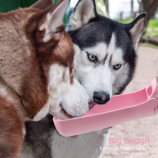 compact dog hydration bottle with integrated drinking trough for easy sipping